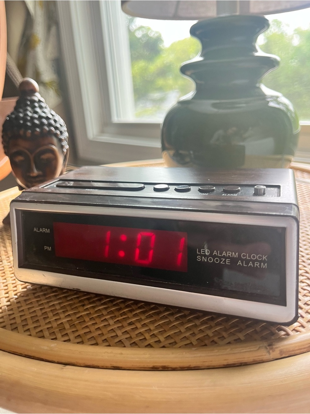 Vintage Digital Alarm Clock - Black and Woodgrain